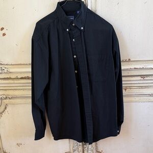 Men's Black Button-Down Shirt - Classic Long Sleeve